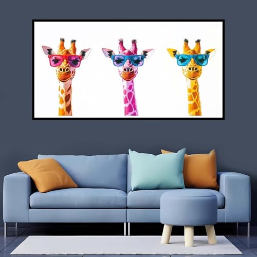 5D Diamond Painting Erwachsene Farbe Großes XXL 50x100 cm, Diamand Painting Giraffe Diamand Painting Kinder, DIY Diamond Painting Zubehör Voll Round Diamant, Diamont Painting für Home Dekor-YZ775 von Tamalsj