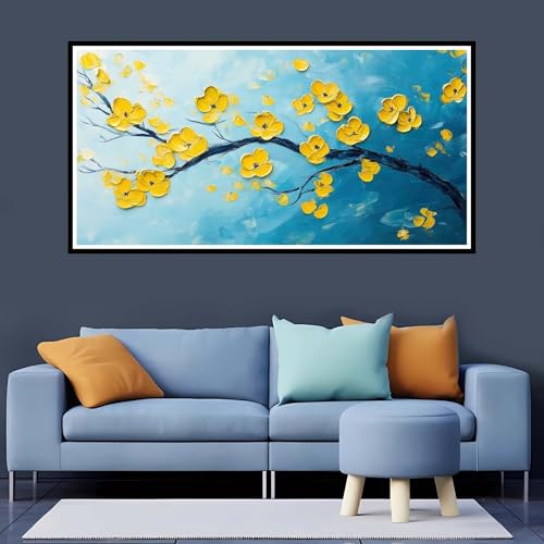 5D Diamond Painting Erwachsene Gelb Großes XXL 60x120 cm, Diamand Painting Blume Diamand Painting Kinder, DIY Diamond Painting Zubehör Voll Round Diamant, Diamont Painting für Home Dekor-YZ801 von Tamalsj