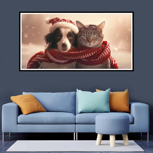 5D Diamond Painting Erwachsene Hund Großes XXL 40x80 cm, Diamand Painting Katze Diamand Painting Kinder, DIY Diamond Painting Zubehör Voll Round Diamant, Diamont Painting für Home Dekor Geschenk-YZ764 von Tamalsj