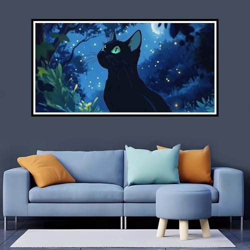 5D Diamond Painting Erwachsene Karikatur Großes XXL 100x200 cm, Diamand Painting Katze Diamand Painting Kinder, DIY Diamond Painting Zubehör Voll Round Diamant, Diamont Painting für Home Dekor-YZ761 von Tamalsj