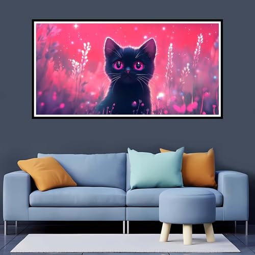 5D Diamond Painting Erwachsene Katze Großes XXL 90x180 cm, Diamand Painting Rosa Diamand Painting Kinder, DIY Diamond Painting Zubehör Voll Round Diamant, Diamont Painting für Home Dekor-YZ762 von Tamalsj