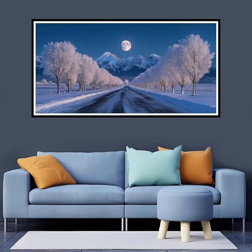 5D Diamond Painting Erwachsene Mond Großes XXL 30x60 cm, Diamand Painting Baum Diamand Painting Kinder, DIY Diamond Painting Zubehör Voll Round Diamant, Diamont Painting für Home Dekor Geschenk-YZ789 von Tamalsj