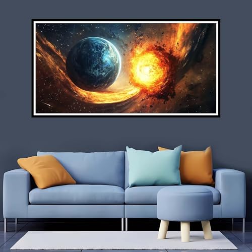 5D Diamond Painting Erwachsene Planet Großes XXL 50x100 cm, Diamand Painting Traum Diamand Painting Kinder, DIY Diamond Painting Zubehör Voll Round Diamant, Diamont Painting für Home Dekor-YZ280 von Tamalsj