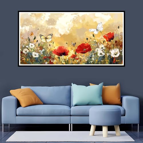 5D Diamond Painting Erwachsene Rot Großes XXL 30x40 cm, Diamand Painting Blume Diamand Painting Kinder, DIY Diamond Painting Zubehör Voll Round Diamant, Diamont Painting für Home Dekor Geschenk-YZ105 von Tamalsj