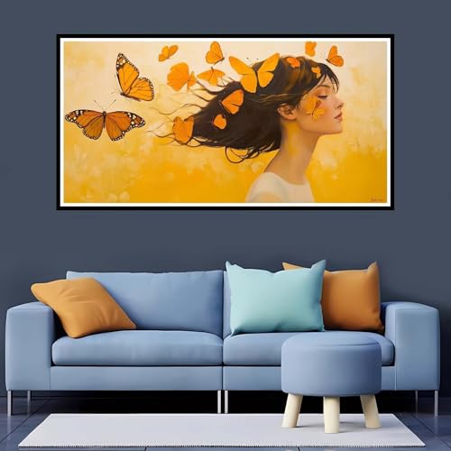 5D Diamond Painting Erwachsene Schmetterling Großes XXL 40x80 cm,Diamand Painting Mädchen Diamand Painting Kinder,DIY Diamond Painting Zubehör Voll Round Diamant,Diamont Painting für Home Dekor-YZ809 von Tamalsj