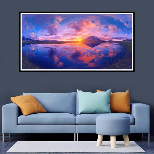 5D Diamond Painting Erwachsene See Großes XXL 100x200 cm,Diamand Painting Sonnenuntergang Diamand Painting Kinder,DIY Diamond Painting Zubehör Voll Round Diamant,Diamont Painting für Home Dekor-YZ770 von Tamalsj