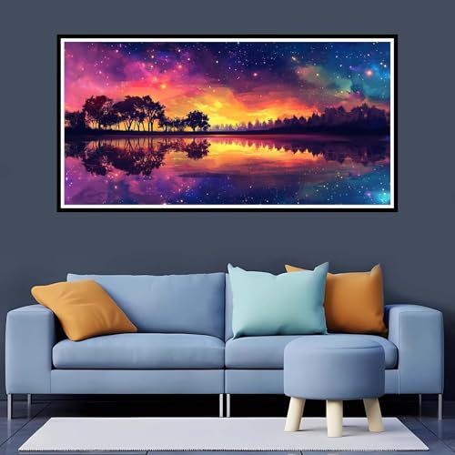 5D Diamond Painting Erwachsene See Großes XXL 60x120 cm, Diamand Painting Sternenhimmel Diamand Painting Kinder, DIY Diamond Painting Zubehör Voll Round Diamant, Diamont Painting für Home Dekor-YZ756 von Tamalsj