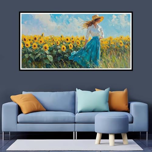 5D Diamond Painting Erwachsene Sonnenblume Großes XXL 100x200 cm,Diamand Painting Mädchen Diamand Painting Kinder,DIY Diamond Painting Zubehör Voll Round Diamant,Diamont Painting für Home Dekor-YZ803 von Tamalsj