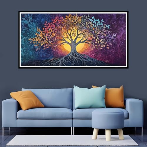 5D Diamond Painting Erwachsene Sonnenuntergang Großes XXL 30x40 cm,Diamand Painting Baum Diamand Painting Kinder,DIY Diamond Painting Zubehör Voll Round Diamant,Diamont Painting für Home Dekor-YZ267 von Tamalsj