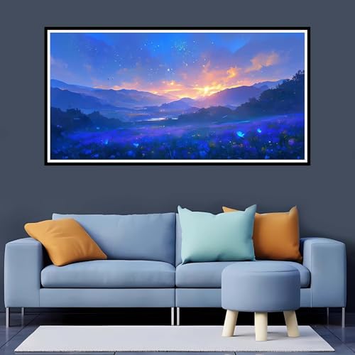 5D Diamond Painting Erwachsene Sonnenuntergang Großes XXL 80x160 cm,Diamand Painting Blau Diamand Painting Kinder,DIY Diamond Painting Zubehör Voll Round Diamant,Diamont Painting für Home Dekor-YZ868 von Tamalsj