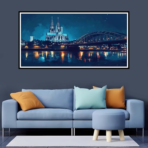 5D Diamond Painting Erwachsene Stadt Großes XXL 30x40 cm, Diamand Painting Nachtansicht Diamand Painting Kinder, DIY Diamond Painting Zubehör Voll Round Diamant, Diamont Painting für Home Dekor-YZ123 von Tamalsj