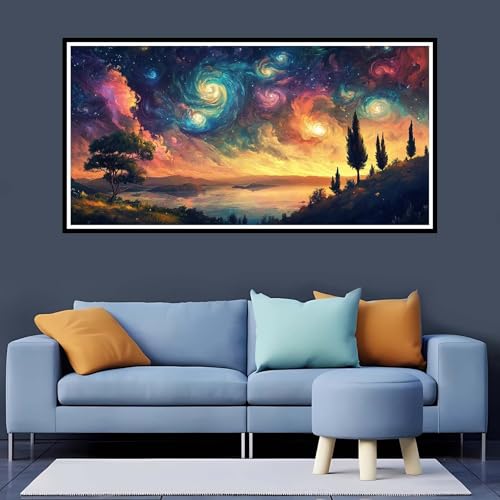 5D Diamond Painting Erwachsene Sternenhimmel Großes XXL 100x200 cm, Diamand Painting See Diamand Painting Kinder, DIY Diamond Painting Zubehör Voll Round Diamant, Diamont Painting für Home Dekor-YZ746 von Tamalsj