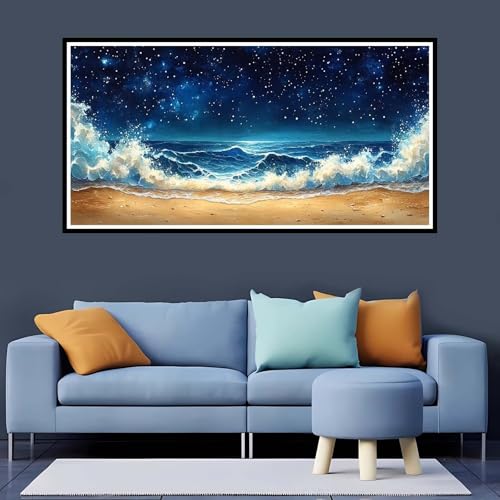 5D Diamond Painting Erwachsene Sternenhimmel Großes XXL 40x80 cm,Diamand Painting Strand Diamand Painting Kinder,DIY Diamond Painting Zubehör Voll Round Diamant,Diamont Painting für Home Dekor-YZ287 von Tamalsj