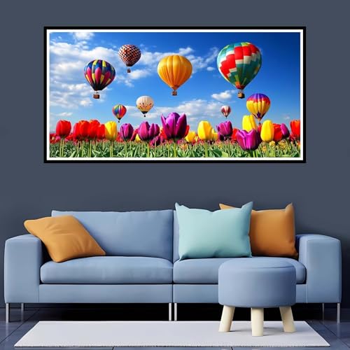 5D Diamond Painting Erwachsene Tulpe Großes XXL 20x40 cm,Diamand Painting Heißluftballon Diamand Painting Kinder,DIY Diamond Painting Zubehör Voll Round Diamant,Diamont Painting für Home Dekor-YZ751 von Tamalsj