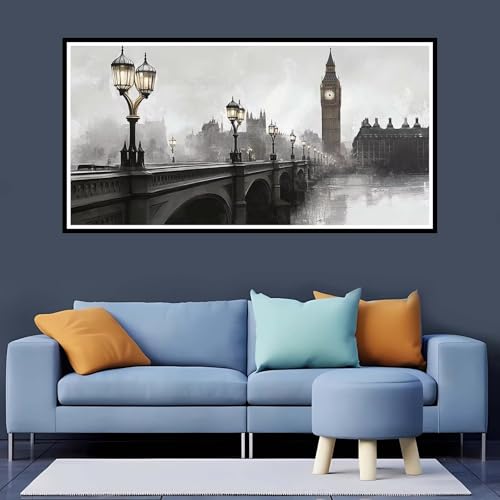 Diamond Painting Big Ben, Diamond Painting Erwachsene Landschaft Groß xxl 60x120 cm, Diamond painting zubehör Set Full Drill Round Cross Stickerei Malerei, Diamant Painting für Zuhause Dekor-YZ797 von Tamalsj