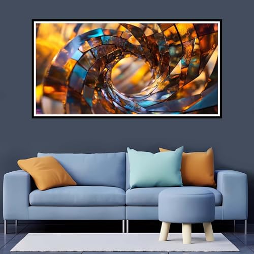 Diamond Painting Erwachsene Abstrakt, 5D Diamond Painting Gelb großes xxl Vollbohr Round 80x160 cm, Diamant Painting Zubehör, Diamant Kunst Malerei Stickerei Set Kreuzstich Home Dekor Geschenk-YZ740 von Tamalsj