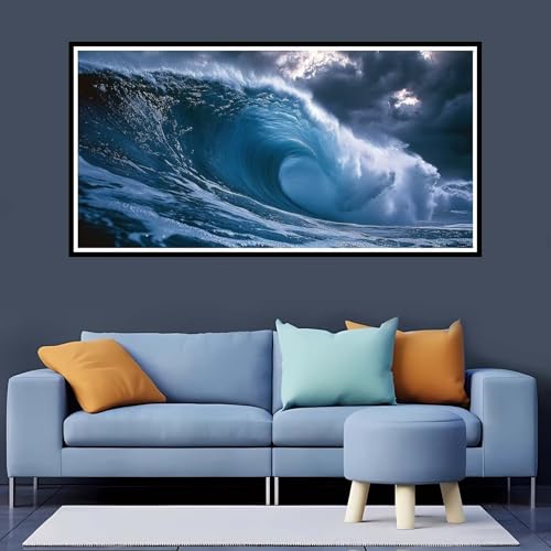 Diamond Painting Erwachsene Blau, 5D Diamond Painting Strand großes xxl Vollbohr Round 50x100 cm, DIY Diamant Painting Zubehör, Diamant Kunst Malerei Stickerei Set Kreuzstich Home Dekor Geschenk-YZ284 von Tamalsj