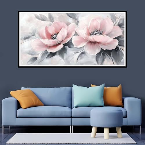 Diamond Painting Erwachsene Blume, 5D Diamond Painting Rosa großes xxl Vollbohr Round 40x80 cm, DIY Diamant Painting Zubehör, Diamant Kunst Malerei Stickerei Set Kreuzstich Home Dekor Geschenk-YZ804 von Tamalsj