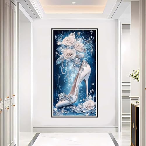 Diamond Painting Erwachsene Blume, 5D Diamond Painting Schuh großes xxl Vollbohr Round 70x140 cm, DIY Diamant Painting Zubehör, Diamant Kunst Malerei Stickerei Set Kreuzstich Home Dekor Geschenk-YZ918 von Tamalsj