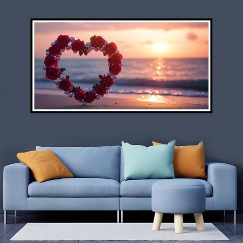 Diamond Painting Erwachsene Blume, 5D Diamond Painting Sonnenuntergang großes xxl Vollbohr Round 60x120 cm, Diamant Painting Zubehör, Diamant Kunst Malerei Stickerei Set Kreuzstich Home Dekor-YZ856 von Tamalsj