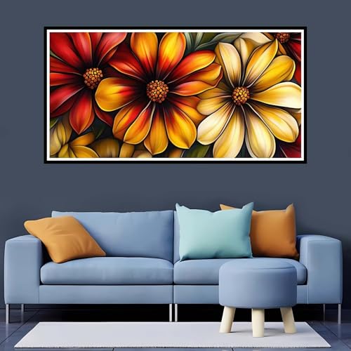 Diamond Painting Erwachsene Gelb, 5D Diamond Painting Blume großes xxl Vollbohr Round 60x120 cm, DIY Diamant Painting Zubehör, Diamant Kunst Malerei Stickerei Set Kreuzstich Home Dekor Geschenk-YZ772 von Tamalsj