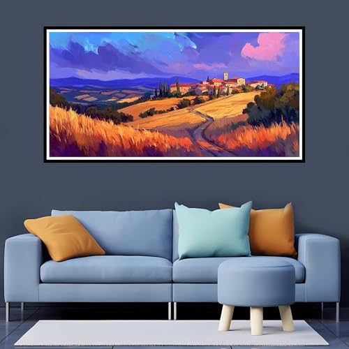 Diamond Painting Erwachsene Herbst, 5D Diamond Painting Landschaft großes xxl Vollbohr Round 50x100 cm, Diamant Painting Zubehör, Diamant Kunst Malerei Stickerei Set Kreuzstich Home Dekor-YZ767 von Tamalsj