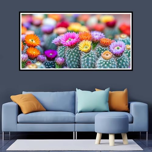 Diamond Painting Erwachsene Kaktus, 5D Diamond Painting Blume großes xxl Vollbohr Round 50x100 cm, Diamant Painting Zubehör, Diamant Kunst Malerei Stickerei Set Kreuzstich Home Dekor Geschenk-YZ743 von Tamalsj