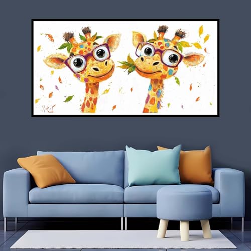 Diamond Painting Erwachsene Karikatur, 5D Diamond Painting Giraffe großes xxl Vollbohr Round 70x140 cm, Diamant Painting Zubehör, Diamant Kunst Malerei Stickerei Set Kreuzstich Home Dekor-YZ810 von Tamalsj