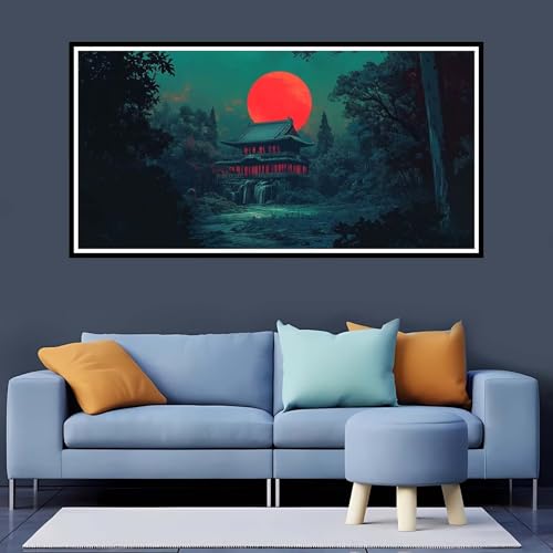 Diamond Painting Erwachsene Sonnenuntergang,5D Diamond Painting Landschaft großes xxl Vollbohr Round 80x160 cm,Diamant Painting Zubehör,Diamant Kunst Malerei Stickerei Set Kreuzstich Home Dekor-YZ794 von Tamalsj