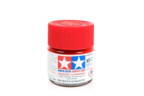 Tamiya 81707 Mini-Acrylfarbe, matt, Rot, Flasche 10 ml, XF-7 von TAMIYA