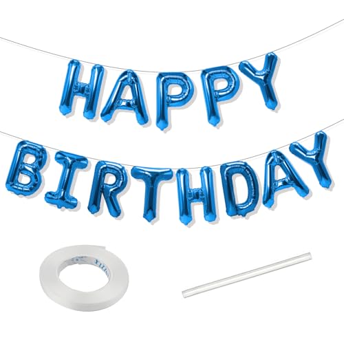 Blau Happy Birthday Banner Happy Birthday Luftballons Buchstaben Geburtstag Dekorationen Party Luftballons Happy Birthday Schild Geburtstag Dekor von Tamnioa