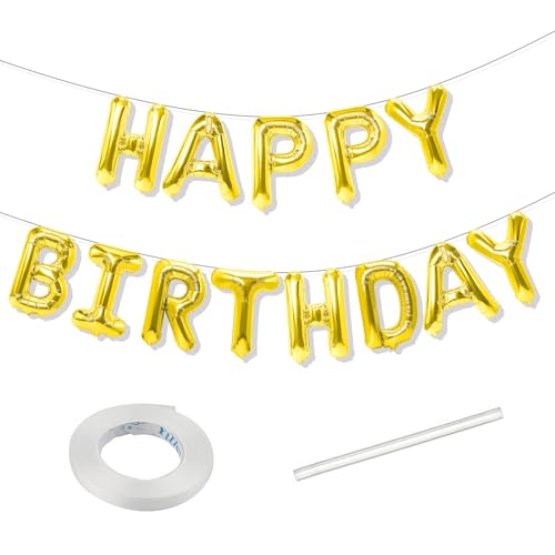 Gold Happy Birthday Banner Happy Birthday Luftballons Buchstaben Geburtstag Dekorationen Party Luftballons Happy Birthday Schild Geburtstag Dekor von Tamnioa