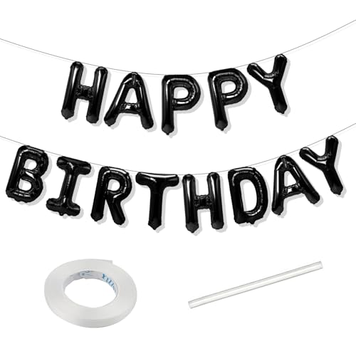 Schwarz Happy Birthday Banner Happy Birthday Luftballons Buchstaben Geburtstag Dekorationen Party Luftballons Happy Birthday Schild Geburtstag Dekor von Tamnioa