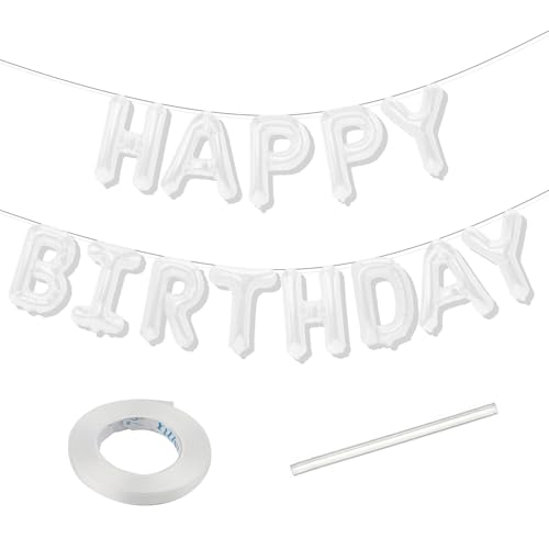 Weiß Happy Birthday Banner Happy Birthday Luftballons Buchstaben Geburtstag Dekorationen Party Luftballons Happy Birthday Schild Geburtstag Dekor von Tamnioa