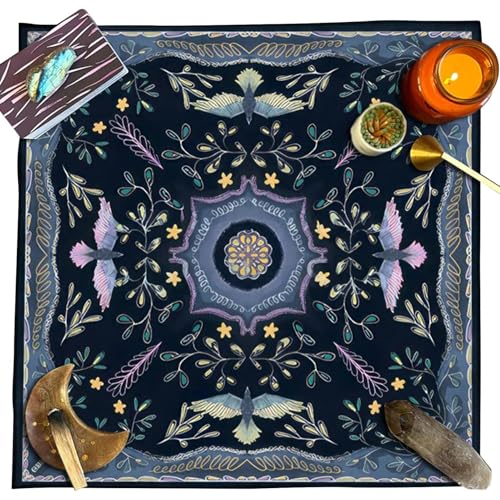 Altar Tarot Kartentuch Tischdecke, Samt Tischdecke 50x50cm Tuch | Tarot-Zubehör, Mondphasen-Schmetterlings-Sonnendruck, Weissagungskarten, Tischdecke, Wandteppich von Tamoiup