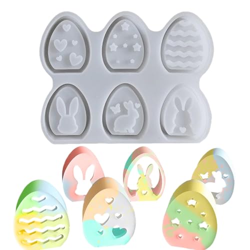 Silikonformen Gießformen Ostern, 6-Cavity-Osterei-Silikonschimmel-Schimmelpilz, Zum Gießen Anhänger Silikonform Osterei Giessformen Silikon Ostern von Tamoiup