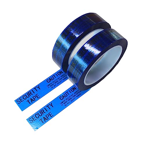 TamperSeals Group - 2 Rollen x 1Inch x 50 Yards Nicht-transfer Typ Sicherheitsklebeband Tamper Evident Security Void Tape, Manipulationssicher Siegel-Klebeband (Blau) von TamperSeals Group