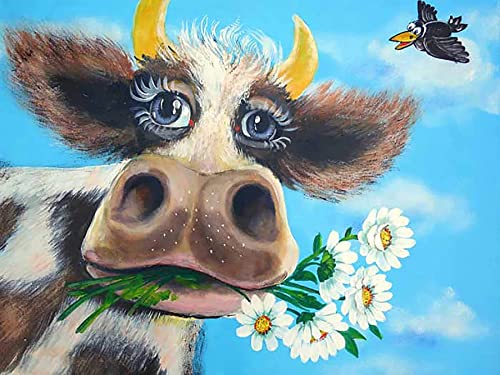 Tamseen DIY Diamond Painting Kühe, 5D Diamant Painting Bilder Tiere Cow, Diamant Painting Kunst Bild Kinder Erwachsene Strass Kreuzstich Sets Für Stickerei Die Wände dekorieren 30X40 cm von Tamseen