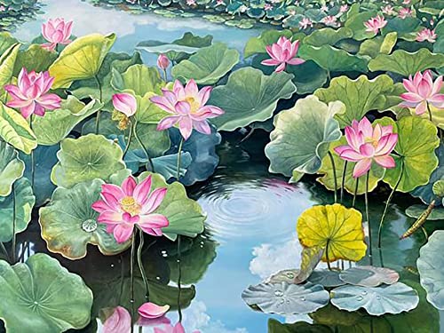 Tamseen DIY Diamond Painting Pflanze Lotus, 5D Diamant Painting Bilder Anlage, Diamant Painting Kunst Bild Kinder Erwachsene Strass Kreuzstich Sets Für Stickerei Die Wände dekorieren 30X40 cm von Tamseen