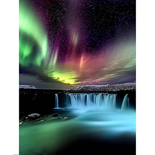 Tamseen Diamant Malerei Bild Landschaft 5d Diy Diamond Painting Kit Polarlicht Diamant Kunst Stift Bild Kinder Erwachsene Strass Kreuzstich Sets Für Stickerei Wanddekoration 30X40cm von Tamseen