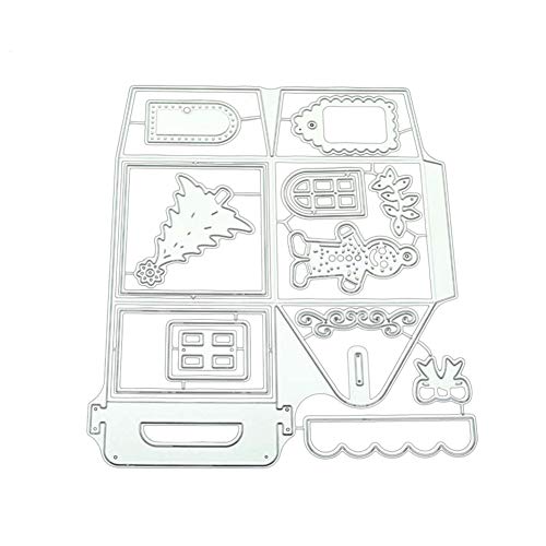 TankMR Weihnachten Haus Box Metall Stanzformen, Prägeschablone Vorlage Für DIY Scrapbook Album Papier Karte Kunst Handwerk Dekoration Silber von TankMR