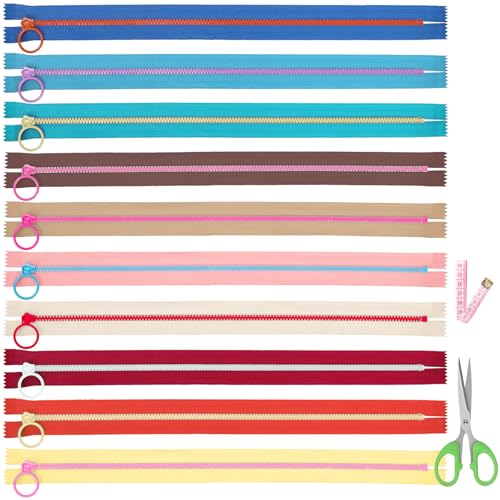 Tanstic 10Pcs 35cm/13.77inch Harz Reißverschluss mit Ring zieht nicht trennende Reißverschlüsse Nylon Reißverschlüsse für Nähen Handwerk DIY (10 Farben) von Tanstic