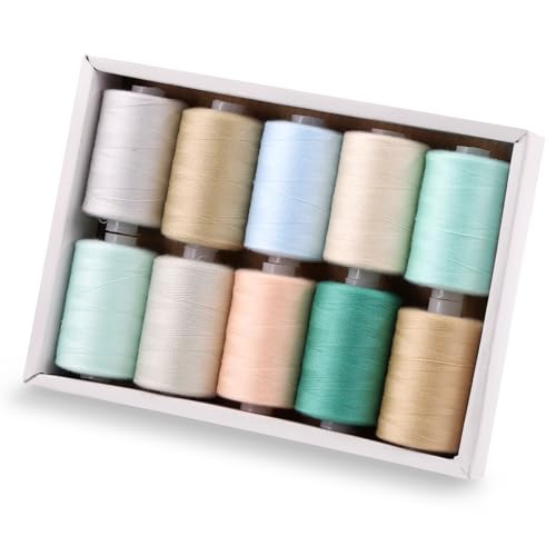 Tanstic 10Pcs Sewing Thread, 10 Colors Polyester Thread, 1093 Yards(1000M) Per Spool Sewing Threads for Sewing Machine, Hand Sewing - Cool Tones von Tanstic