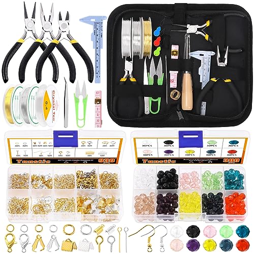 Tanstic 1251Pcs Jewelry Making Supplies Kit, Jewelry Making Kit with Jewelry Pliers, Jump Rings, Jewelry Wires, Flat Round Beads, Jewelry Findings Supplies for Jewelry Making von Tanstic