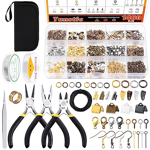 Tanstic 1469Pcs Jewelry Making Supplies Kit, Jewelry Making Kit with Jewelry Making Tools, Jewelry Pliers, Jewelry Wires, Jewelry Findings Supplies and Storage Bag for Jewelry Repair and Beading von Tanstic