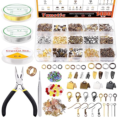 Tanstic 1616Pcs Jewelry Making Supplies Kit, Jewelry Making Kit with Jewelry Pliers, Jump Rings, Jewelry Wires, Jewelry Beads and Charms, Jewelry Findings Supplies for Jewelry Making von Tanstic