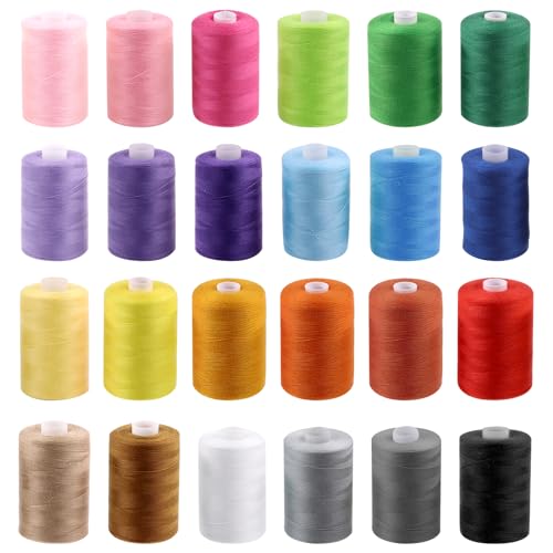 Tanstic 24-farbige Polyester-Nähgarne, 24 Pcs, 1093 Yards (1000M) pro Spule, Nähgarne für Nähmaschine und Handnäharbeiten von Tanstic