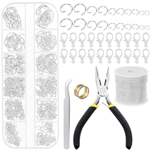 Tanstic 504Pcs 30 Feet Schmuck machen Ketten Kabel Link Kette Halskette Ketten Bulk mit Jump Rings und Lobster Clasps für Armband Halskette Making (Sliver) von Tanstic