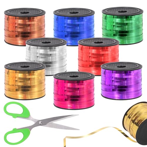 Tanstic 9Pcs breite Curling Band Set, 800 Yards Total Wrapping Curling Band, Crimped Ballon Band String Ideal für Geschenkbox Verpackung, Party Geburtstag Dekorationen von Tanstic