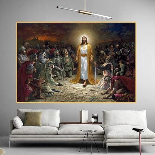 Christian Jesus Rettet Die Welt Leinwand Malerei Figur Poster Und Drucke Cuadros Wandkunst Bilder Für Wohnzimmer Home Decor 50X70Cm Kein Rahmen von Tanyang